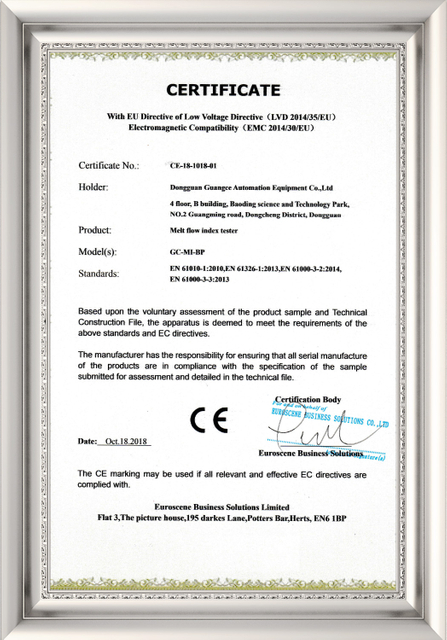 Certificate for reliability testing equipment thermal shock and temperature humidity chambers