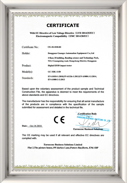Certification document for environmental test chamber manufacturer in China